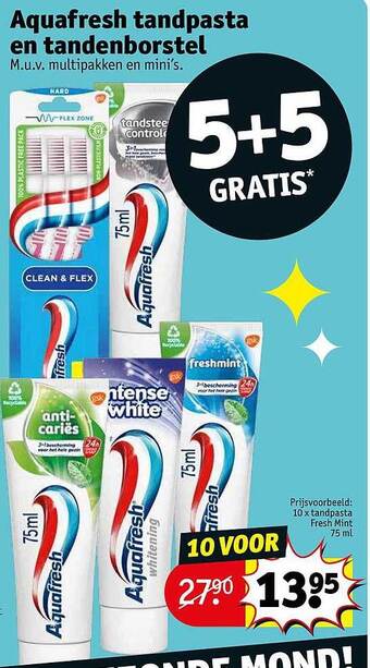 Kruidvat Aquafresh tandpasta en tandenborstel aanbieding