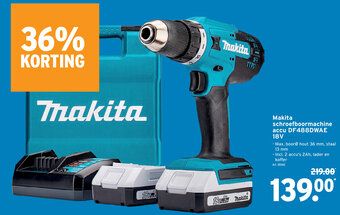 GAMMA Makita schroefboormachine accu DF488DWAE 18V aanbieding