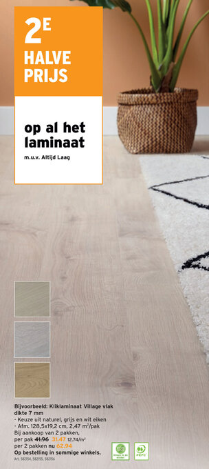 GAMMA Kliklaminaat village vlak dikte 7 mm aanbieding