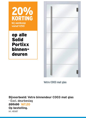 GAMMA Vetro binnendeur C003 mat glas aanbieding