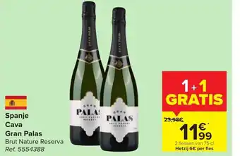 Carrefour Market Gran Palas Cava Brut Nature Reserva 75cl aanbieding
