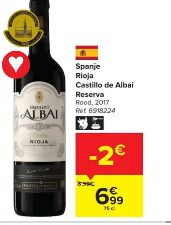 Carrefour Market Castillo de Albai Reserva Rioja Rood 2017 75cl aanbieding