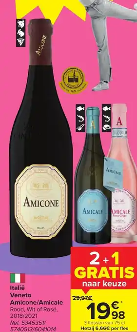 Carrefour Market Amicone / Amicale Veneto Rood , Wit of Rose 2018/2021 75cl aanbieding