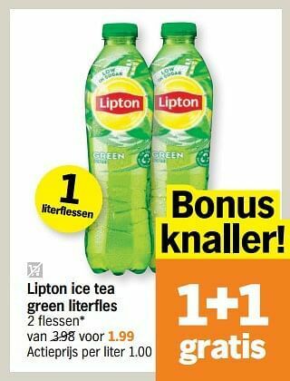Albert Heijn Lipton ice tea green literfles aanbieding