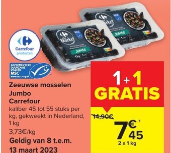 Carrefour Market Zeeuwse Mosselen Jumbo Carrefour 2 x 1kg aanbieding