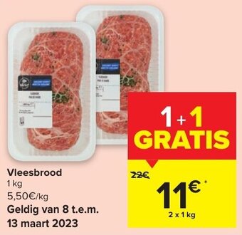 Carrefour Market Vleesbrood 2 x 1 kg aanbieding