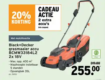 GAMMA Black+Decker grasmaaier accu BCMW331842L2 2x 18V aanbieding