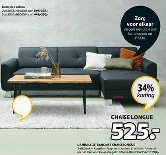 Jysk Damhale zitbank met chaise longue aanbieding