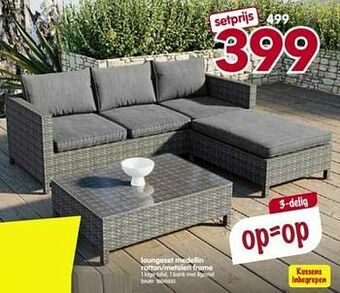 Loungeset medellin rattan-metalen frame
