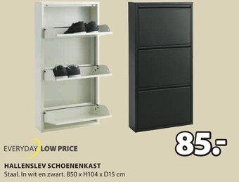 Jysk Hallenslev schoenenkast B50 x H104 x D15 cm aanbieding