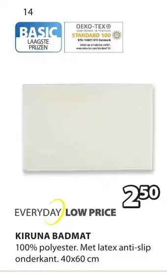 Jysk Everyday kiruna badmat 40x60cm aanbieding