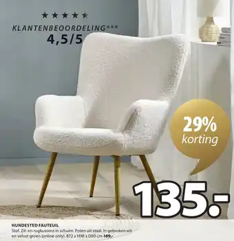 Jysk Hundested fauteuil B72 x H98 x D80cm aanbieding