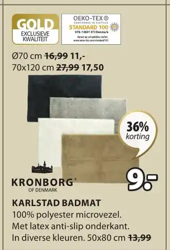 Jysk Kronborg karlstad badmat 50x80cm aanbieding