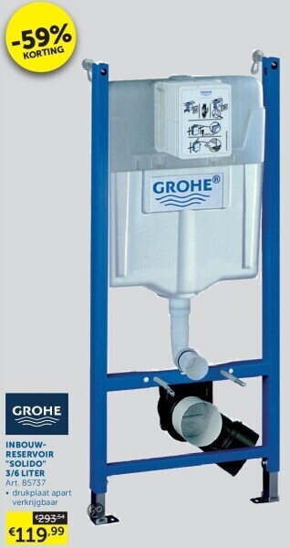 Inbouwreservoir solido 3/6 liter