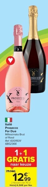 Carrefour Italië prosecco for due aanbieding