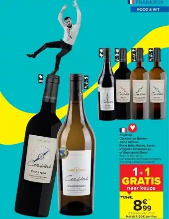 Carrefour Frankrijk coteaux de béziers alma cersius pinot noir, merlot, syrah, viognier, chardonnay of sauvignon blanc aanbieding