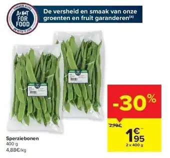 Carrefour Sperziebonen 400 g aanbieding