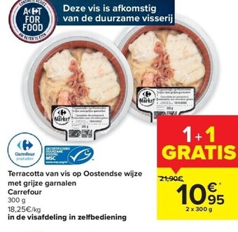 Carrefour Terracotta van vis op oostendse wijze met grijze garnalen carrefour aanbieding