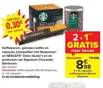 Carrefour Koffi ebonen, gemalen koffi e en capsules (compatibel met nespresso® en nescafe® dolce gusto®) en de producten van signature aanbieding