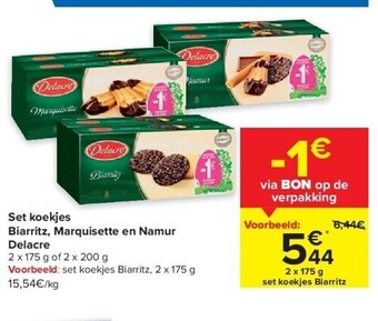 Carrefour Set koekjes biarritz, marquisette en namur delacre aanbieding