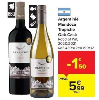 Carrefour Argentinië mendoza trapiche oak cask aanbieding