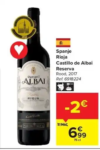 Carrefour Spanje rioja castillo de albai reserva aanbieding