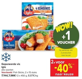 Carrefour Gepaneerde vis iglo aanbieding