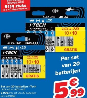 Carrefour Set van 20 batterijen i-tech aanbieding