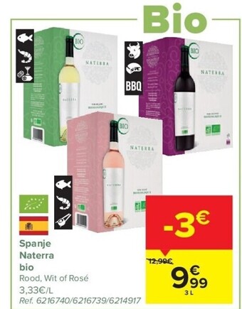 Carrefour Spanje naterra bio aanbieding