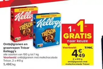 Carrefour Ontbijtgranen en graanrepen trésor kellogg’s aanbieding