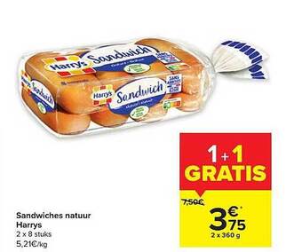 Carrefour Sandwiches natuur harrys aanbieding