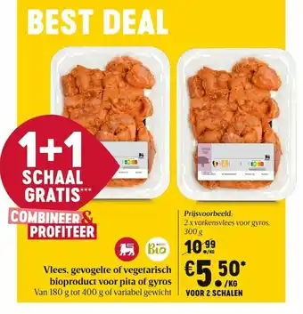 Delhaize Vlees, Gevogelte of Vegetarisch Bioproduct Voor Pita of Gyros 300 g aanbieding