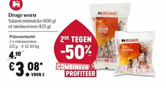Delhaize Droge Worst 125 g aanbieding