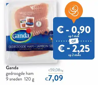 Ganda gedroogde ham 9 sneden 120g