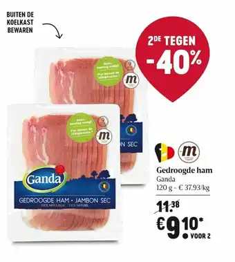 Delhaize Gedroogde Ham 120 g aanbieding