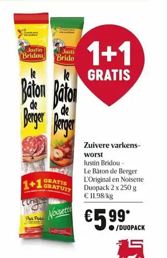 Zuivere Varkens Worst 2 x 250 g
