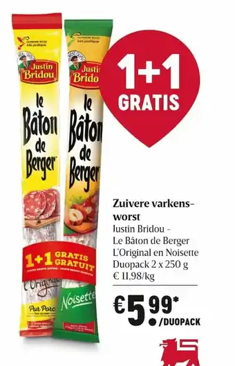 Delhaize Zuivere Varkens Worst 1 kg aanbieding