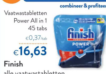 OKay Finish vaatwastabletten power all in 1 45 tabs aanbieding