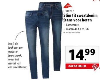 Lidl Slim fit sweatdenim jeans voor heren aanbieding