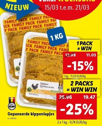 Lidl Gepaneerde kippenlapjes aanbieding