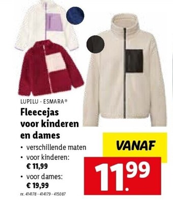 Lidl Fleecejas voor kinderen en dames aanbieding