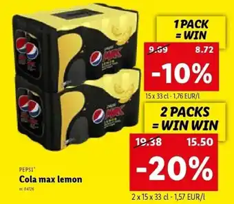 Lidl Cola max lemon aanbieding