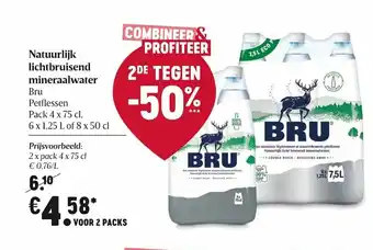 Delhaize Natuurlijk Lichtbruisend Mineraalwater 2 x pack 4 x 75 cl aanbieding