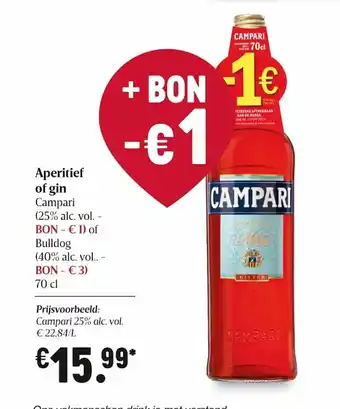 Delhaize Aperitief of Gin 1 L aanbieding