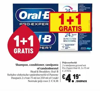 Delhaize Shampoo, Conditioner, Tandpasta of Tandenborstel 2 x 75 ml aanbieding