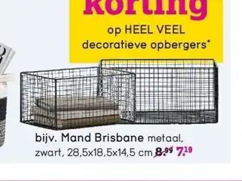 Leen Bakker Mand brisbane metaal, zwart, 28,5x18,5x14,5 cm aanbieding