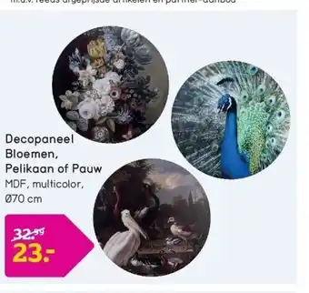 Leen Bakker Decopaneel bloemen, pelikaan of pauw aanbieding