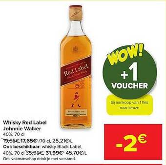 Carrefour Whisky red label johnnie walker aanbieding