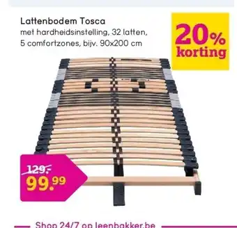 Leen Bakker Lattenbodem tosca met hardheidsinstelling, 32 latten, 5 comfortzones, bijv. 90x200 cm aanbieding