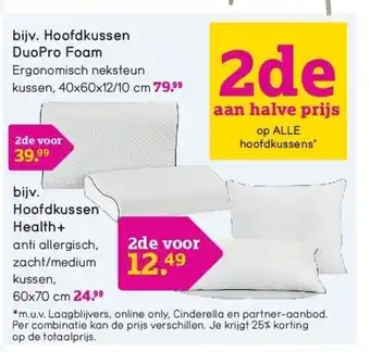 Leen Bakker Bijv. hoofdkussen duopro foam aanbieding